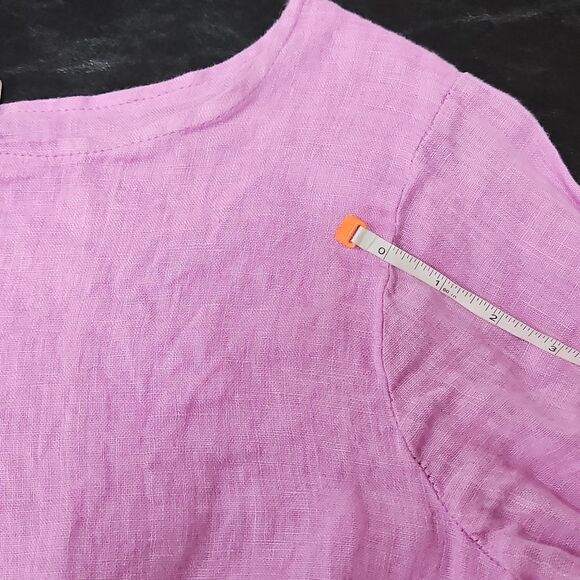 Crown Linen Designs Womens Purple Elbow Sleeve Blouse Size M 100% Linen Mature - Picture 9 of 10